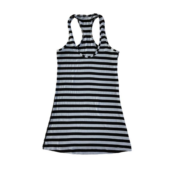 Lululemon Cool Racerback Sea Stripe‎ Polar Haze Black Tank Top Size 2 Yoga - Picture 5 of 9